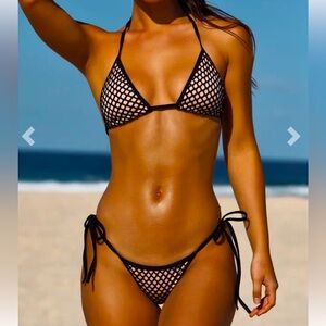 NWT- Blush & Black Mesh Triangle Bikini Top by DOLL